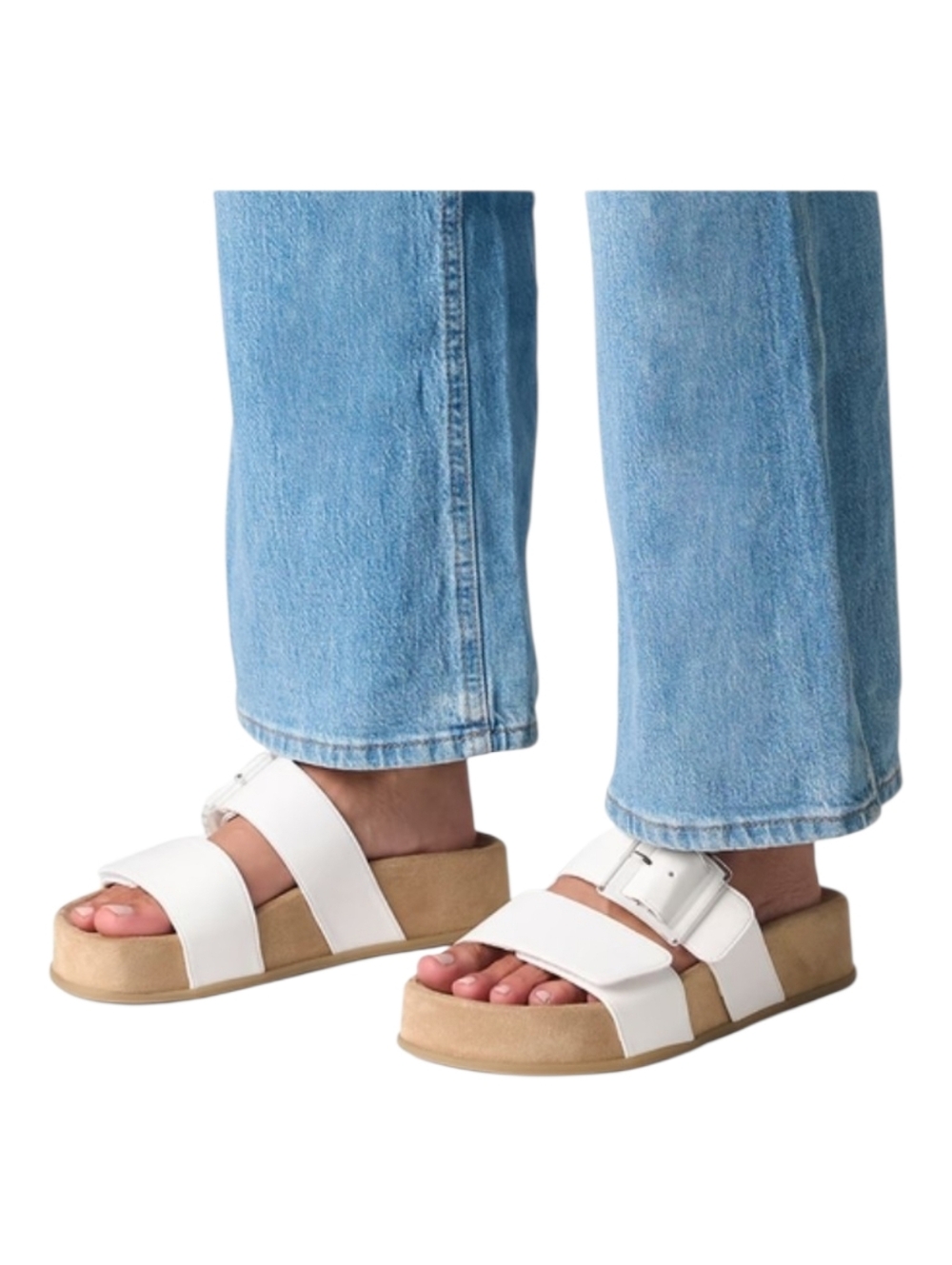 Paul Green Sandaletts Double Buckle White Sandal Size 6.5